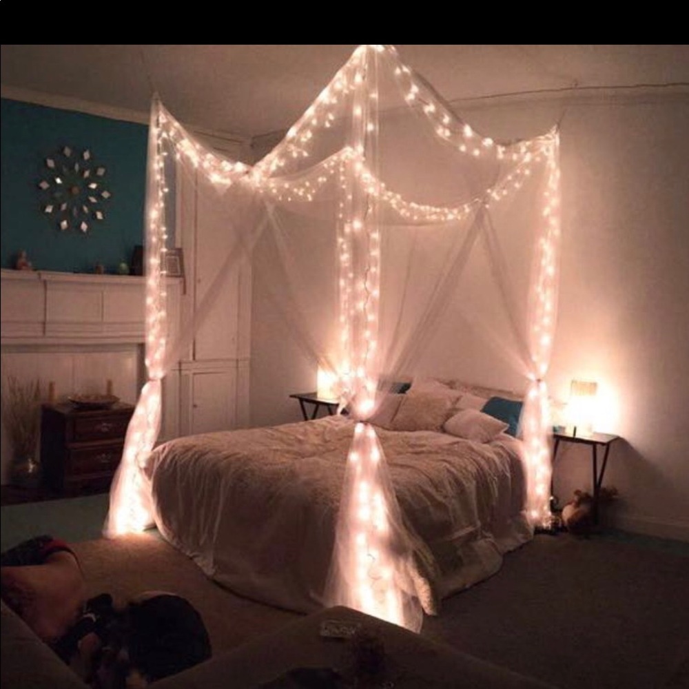 Lighted bed canopy
